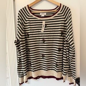 Ariat Women's Green and Cream Striped Cactus Sweater